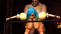 Beautiful female elf gets fucked by the big ogre in dungeon