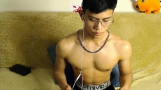 Exclusive Skinny Asian beat the meat Part 2 doing a Cam Show