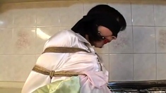 Japanese wife in the kitchen bound and fucked