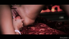Film noir lesbian video where two hot babes use dildos to pleasure each other