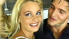 Hungarian beauty with amazing tits and a fabulous ass gets fucked hard by two guys