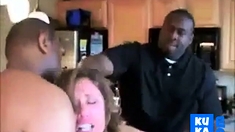 Girl in Heels Getting Spit Roasted by BBC In The Kitchen
