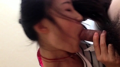 Chinese amateur girl does a public blowjob
